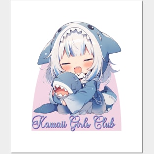 Kawaii Girls Club - Cute Shark Chibi Girl Posters and Art